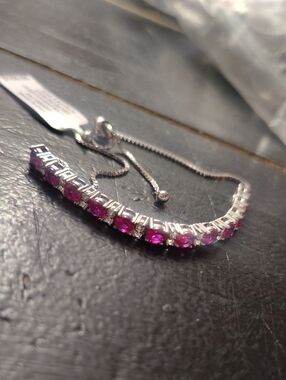 Kohl's Silver Bracelet with Ruby Stones